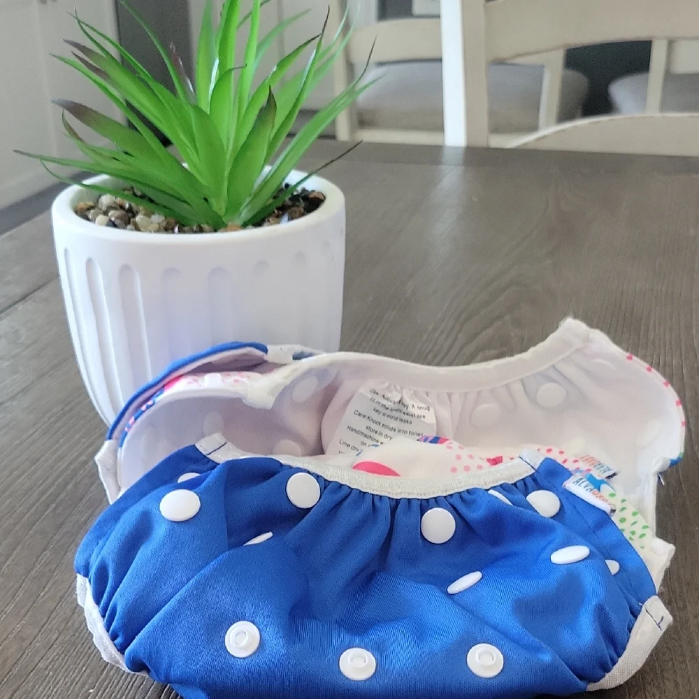 Blue and White Polka Dot Diaper Cover with Soft Fabric (Set Of 2)